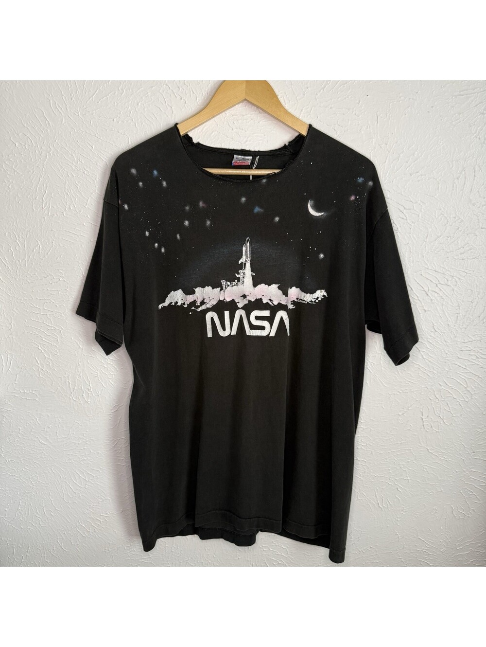 Vintage NASA T Shirt Space Station Galaxy Stars Fruit Of The Loom - Size L